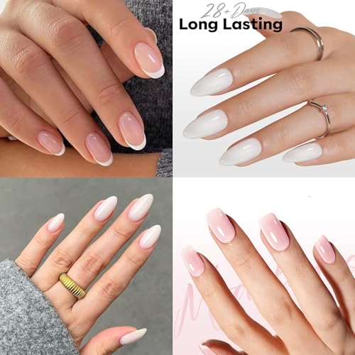 Modelones Gel Nail Polish Set 2 Colors 15ml French Manicure Kit White Nude Pink