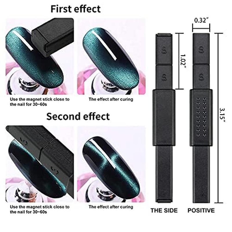 15-Piece Nail Magnet Tool Set for Cat Eye Gel Art – Double-Head Design