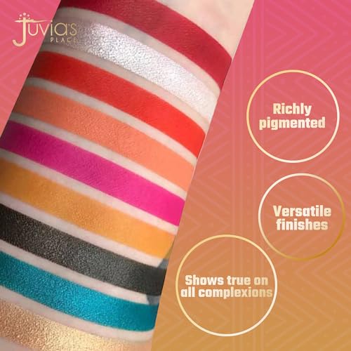 Juvia's Place Palette The Festival - Bold Coral, Red, Glittery Neutrals, Shades of 9, Bold and Fiery Palette, Pigmented Makeup Palette Eye Color & Shine