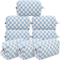 Gilprop 8-Pack Checkered Makeup Bags - Portable Cosmetic Pouches