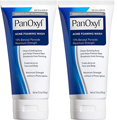 PanOxyl Acne Foaming Wash Benzoyl Peroxide 10% Maximum Strength Antimicrobial, 5.5 Oz