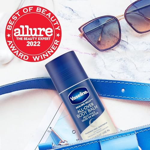 Vaseline All Over Body Balm Jelly Stick, Travel Size ? Chafing Stick, Lotion for Extremely Dry Skin, Petroleum Jelly Sticks with Vitamin E for Glowing Skin, Unscented, 1.4 Oz Ea (Pack of 6)