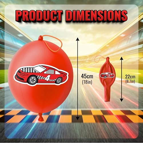 Race Car Party Favor Pack: 24 Punch Balloons & 48 Tattoos