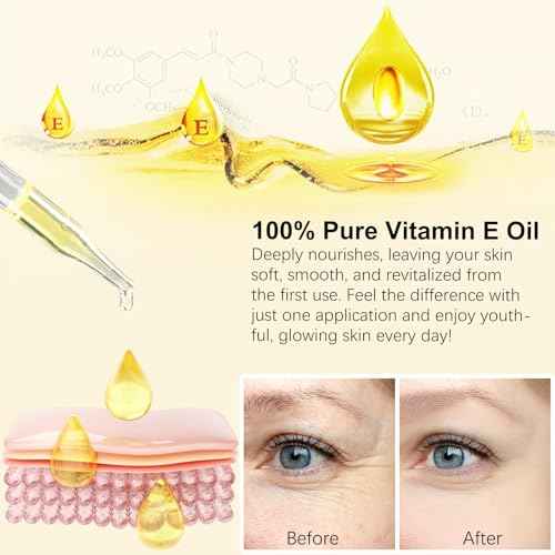 Vitamin E Oil Blend 75,000 IU, Pure Vitamin E Oil for Skin, Scars, Nails and Scalp, Hydrating Dry Skin, Face and Body Moisturizer, Reduce Stretch Marks, Fine Lines & Wrinkles, 2Fl Oz