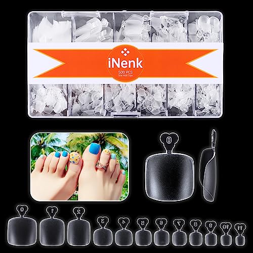 500Pcs Gel x Toe Nail Tips, Matte Short Pre-shaped Full Cover False Toenails Gel Tips Press on Nails,12 Sizes Summer Toe Tips for Soak off Gel Extension Systems at Home DIY Salon Manicure