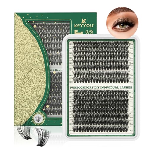 KEYYOU Cluster Eyelash Extensions for Beginner easy apply at home