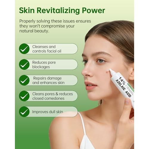 Azelaic Acid Cream for Face: Redness-Soothing Azelaic Acid Facial Cream for Uneven Tone, Blemish-Prone Skin, Pore Care and Skin Clarity Support, 1 oz