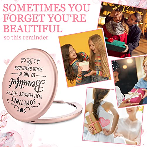 Tatuo 24 Set Sometimes You Forget Your Beautiful Compact Mirror Bulk for Women Inspirational Appreciation Gifts Pocket Makeup Mirrors for Valentine Galentine's Day Bridal Party Souvenir