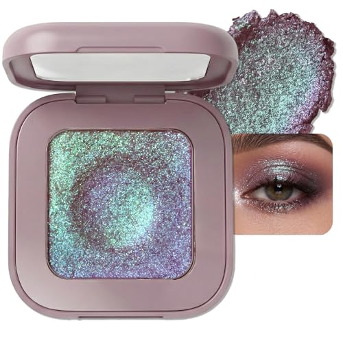 Duochrome Glitter Eyeshadow, Ultra-Fine Color Shifting Metallic Shimmer, High Pigment Holographic Single Eye Makeup, Long Lasting & Buildable Eye Shadow (2# Plum Mauve)