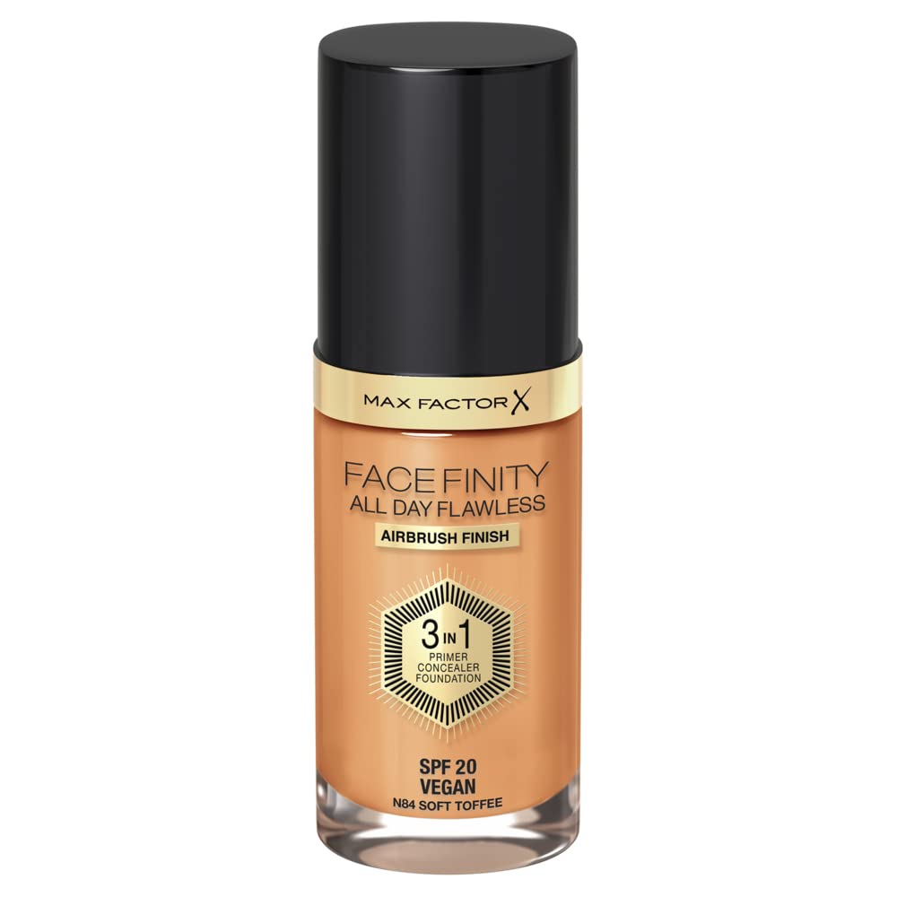 Max Factor Facefinity 3-in-1 All Day Flawless Liquid Foundation, SPF 20-84 Soft Toffee, 30 ml