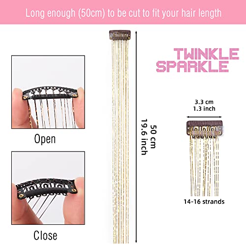 Rainbow Clip-in Hair Tinsel Kit 6Pcs Glitter Extensions for Sparkling Hair