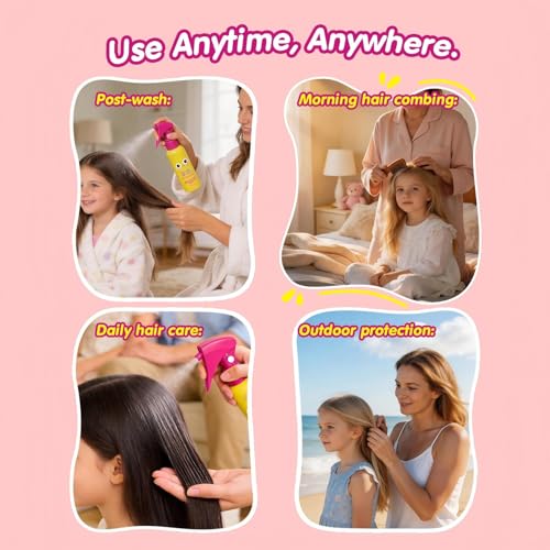 Gowwim Kids Hair Detangler Spray with Coconut Oil - Gentle Taming & Moisturizing, 3.38 Fl Oz