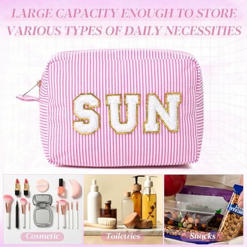 Sanwuta Seersucker Cosmetic Bag - Stylish Travel Organizer
