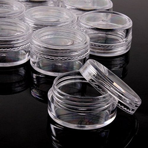 3g Clear Plastic Cosmetic Jars - Reusable Eye Shadow & Makeup Containers (50 pcs)