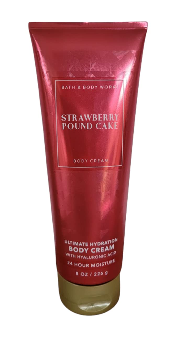 Bath and Body Works Strawberry Pound Cake Ultimate Hydration 24 Hour Body Cream 8 Ounce with Hyaluronic Acid