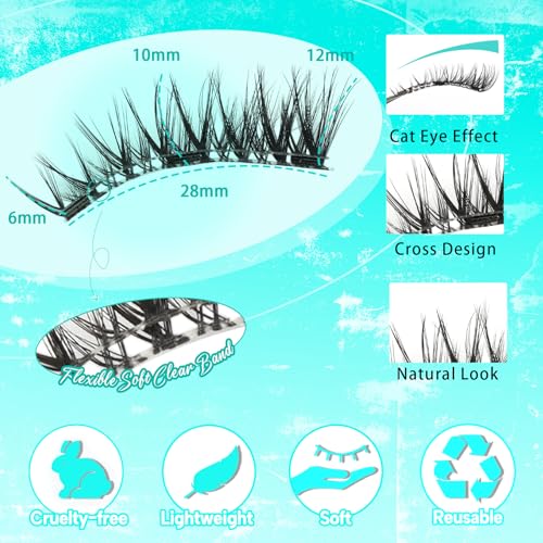 Veleasha Magnetic Eyelashes with Applicator Cat Eye Wispy