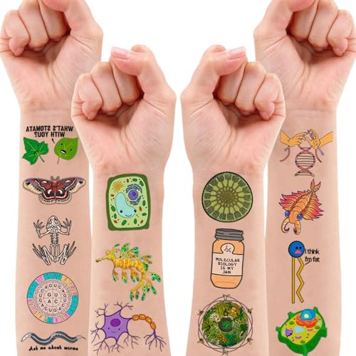 96 PCS Biology Temporary Tattoos - Science Cell Lab Party Favors