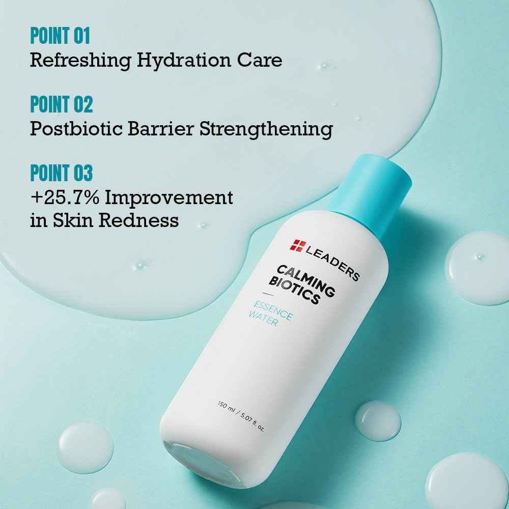LEADERS Cosmetics Calming Biotics Essence Water - 150ml/5.07 Fl Oz Hydrating Strengthening Nourishing and Deep Moisturizing Toner for Sensitive Skin