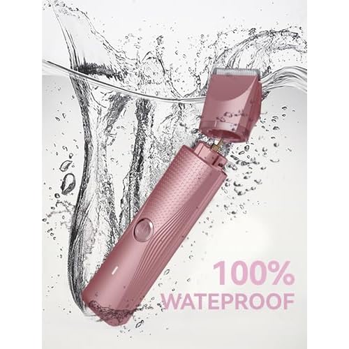 3-in-1 Electric Razor for Women - Waterproof Bikini Trimmer,Rechargeable Electric Shaver for Lady,Pubic Hair Trimmer Women,Personal Trimmer Groomer for Body Hair (Rose Golden,RG-1)