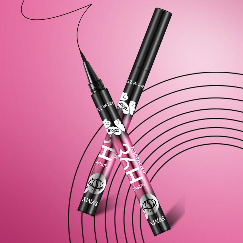 12 Pcs Black Liquid Eyeliner Pen, Waterproof & Long-Wearing