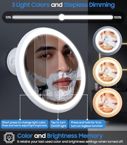Gospire Heated Fogless Shower Mirror - 8.3" Anti-Fog with 360° Rotation & Rechargeable Battery