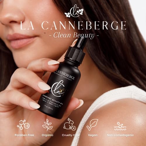 La Canneberge Cranberry Beauty Oil - Intensive Hydration & Revitalization for Face, Hair & Body -1 Fl Oz Certified Organic Cranberry Seed Oil -Moisturizing, Vitamin-Rich, Non-Greasy Skin Care