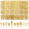 Gold Hair Cuffs Clips Rings Set - 280pc Braid Jewelry Kit