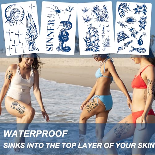 6-Pack Semi-Permanent Temporary Tattoos – Waterproof, Lasts 1-2 Weeks