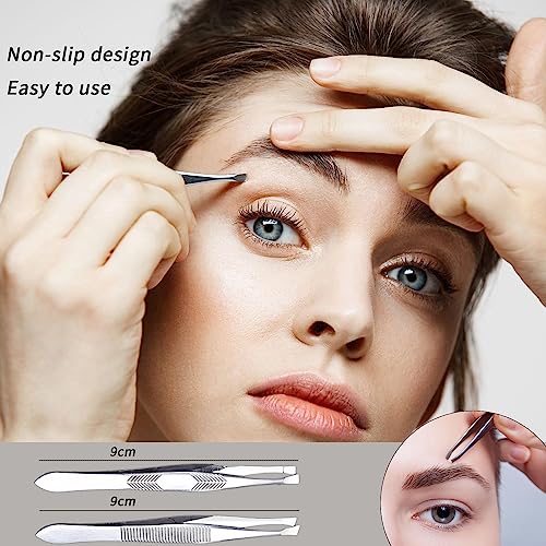 Stainless Steel Tweezers Set - Eyebrow & Facial Hair Removal (2-Pack)