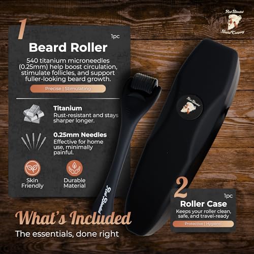 Beard Derma Roller Microneedle for Men – Thicker Fuller Looking Facial Hair