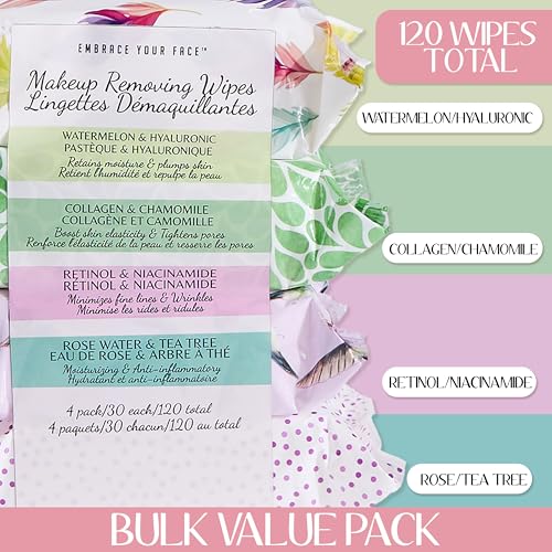 120pc Makeup Remover Wipes Variety Pack - 4 Nourishing Formulas