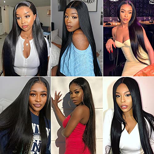 WuvuSnm Brazilian Straight Human Hair Bundles - Natural Black 26-30 inch