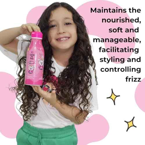 Leche Pal Pelo Kids Styling Cream - Detangles, Strengthens & Styles Kids Hair - Smoothes Frizz, Moisturizes & Softens with Abyssinian & Jojoba Oil. 14.9 fl.oz