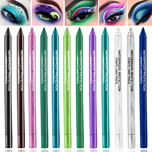 12-Color Eyeliner Pencil Set - Waterproof Pearl & Matte