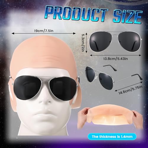 Mepase Bald Cap Wig with Glasses for Cosplay & Costume