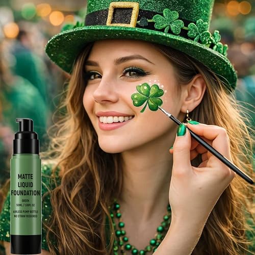 Green Face Body Paint Liquid Foundation - Halloween Witch Makeup