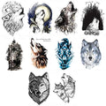 10 Sheets Large Wolf Temporary Tattoos for Men & Kids