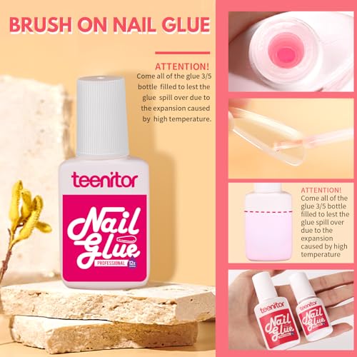 Teenitor Clear Coffin Nail Tips 600 Pcs Acrylic Nails Kit