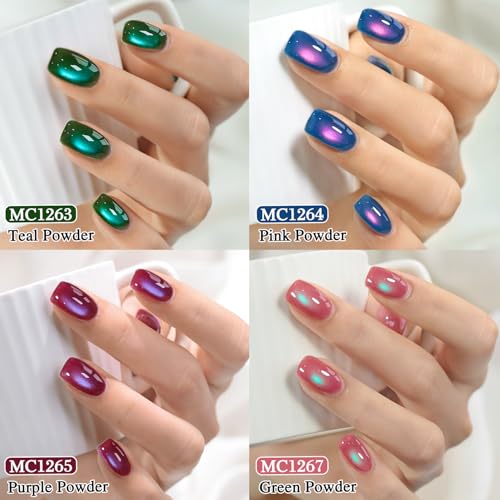 Double Rhythm Cat Eye Gel Nail Polish Kit with Magnet - Glass Galaxy Green