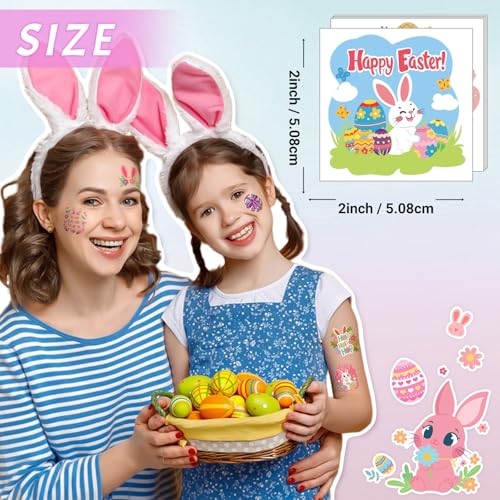 117 Easter Temporary Tattoos for Kids - Bunny, Eggs & Spring