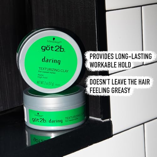 got2b Daring Texturizing Clay, 2 Fl Oz, Matte Finish and High Hold Styling Hair Clay For Men and Women, Non-Greasy, Non-Sticky Hair Texturizer for Short to Medium Hair