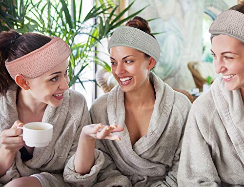 Whaline 4 Pack Adjustable Spa Facial Headbands - Soft Towel Makeup Hair Wrap