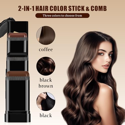 3-Pack Hair Color Stick with Comb - Waterproof Touch-Up Dye