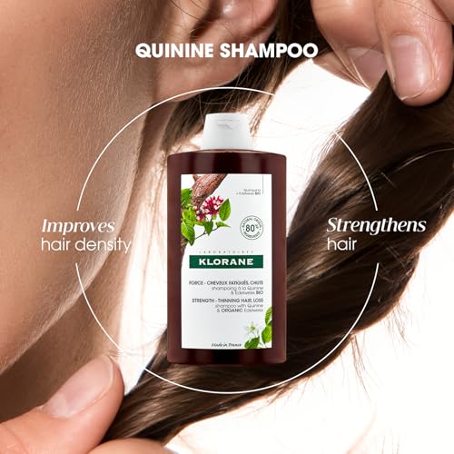 Klorane Strengthening Shampoo with Quinine - Dermatologist-Tested - Natural Alternative Thickening Shampoo for Hair Thinning - Support Stronger, Healthier Hair for Men & Women - 13.5 fl. oz.