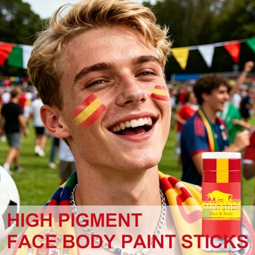 IFVGFB Spain Face & Body Paint Sticks - Bright Red & Yellow for Sports Fans