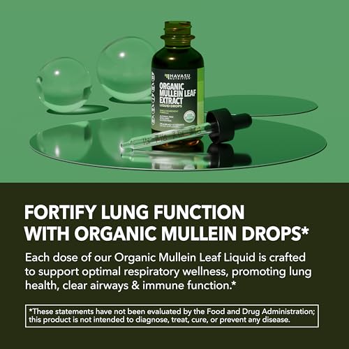 Organic Mullein Leaf Extract for Lung Support - Liquid Drops, 2 Fl Oz