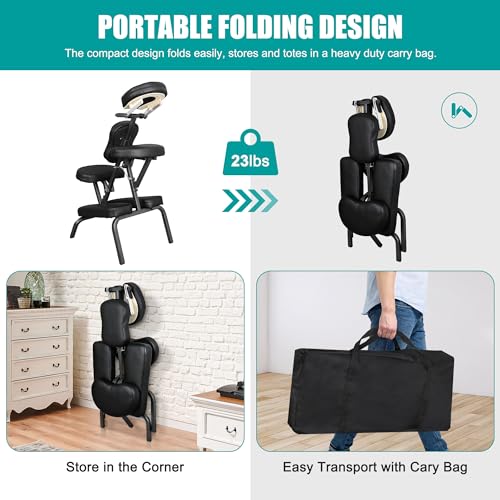 Portable Massage Chair Foldable Tattoo Spa Salon Black