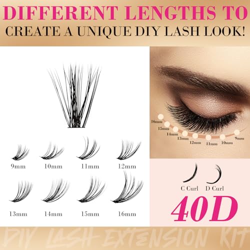 360 Pcs Lash Clusters C Curl 0.07D 9-16mm Mix Eyelash Extensions