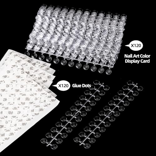 720 Pcs Nail Polish Swatch Dots Round False Nail Display Tips Transparent Nail Art Color Display Chart with Adhesive Sticker for Nail Polish Training Practicing