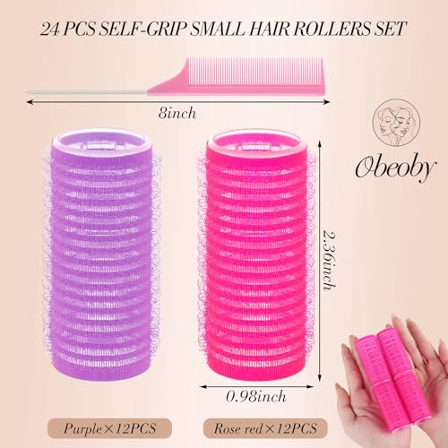 24-Piece Self-Grip Small Hair Rollers Set (25mm) | Heatless Curlers for Bangs